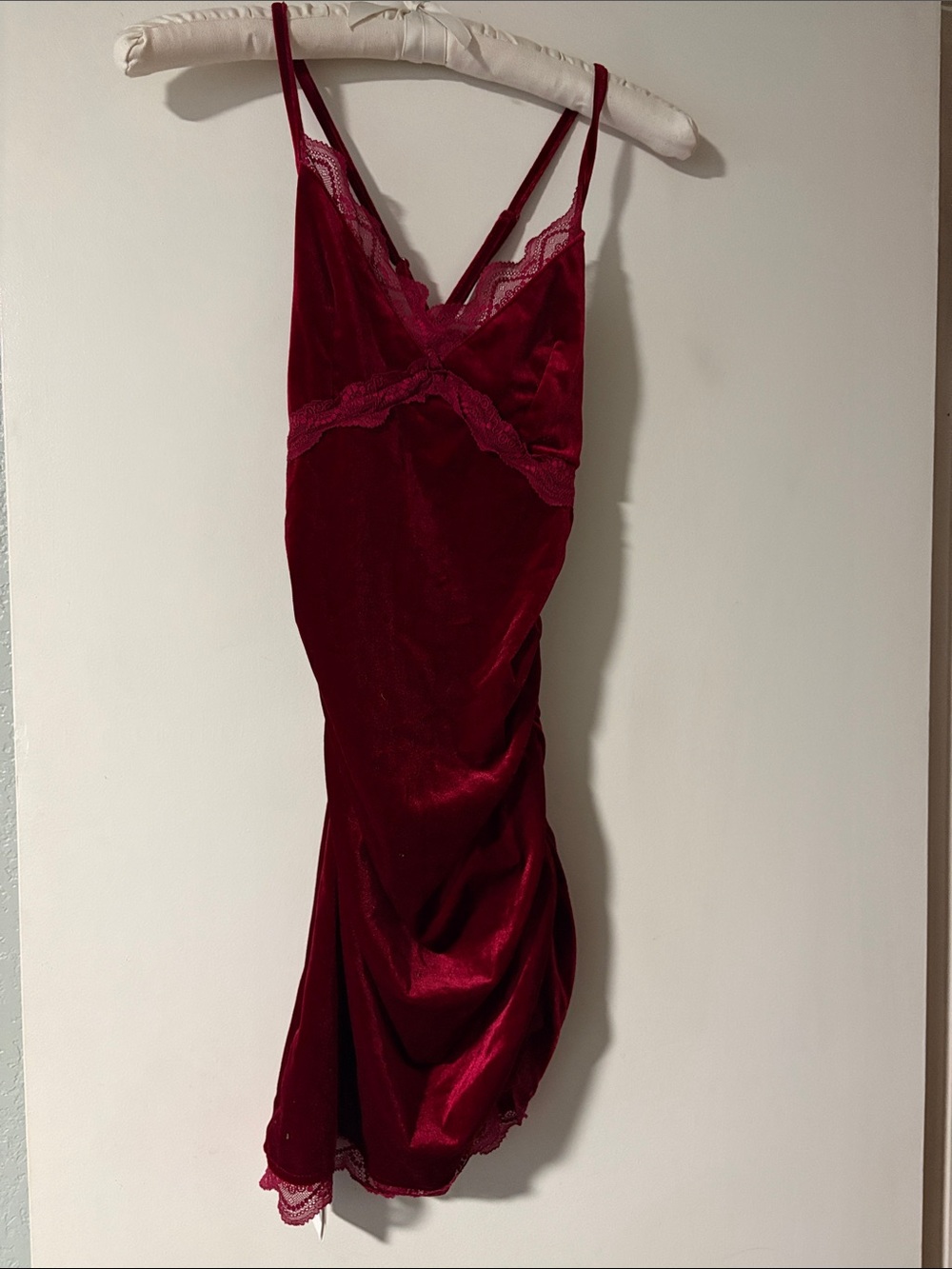 Cider Burgundy Velvet Lace Slip Dress